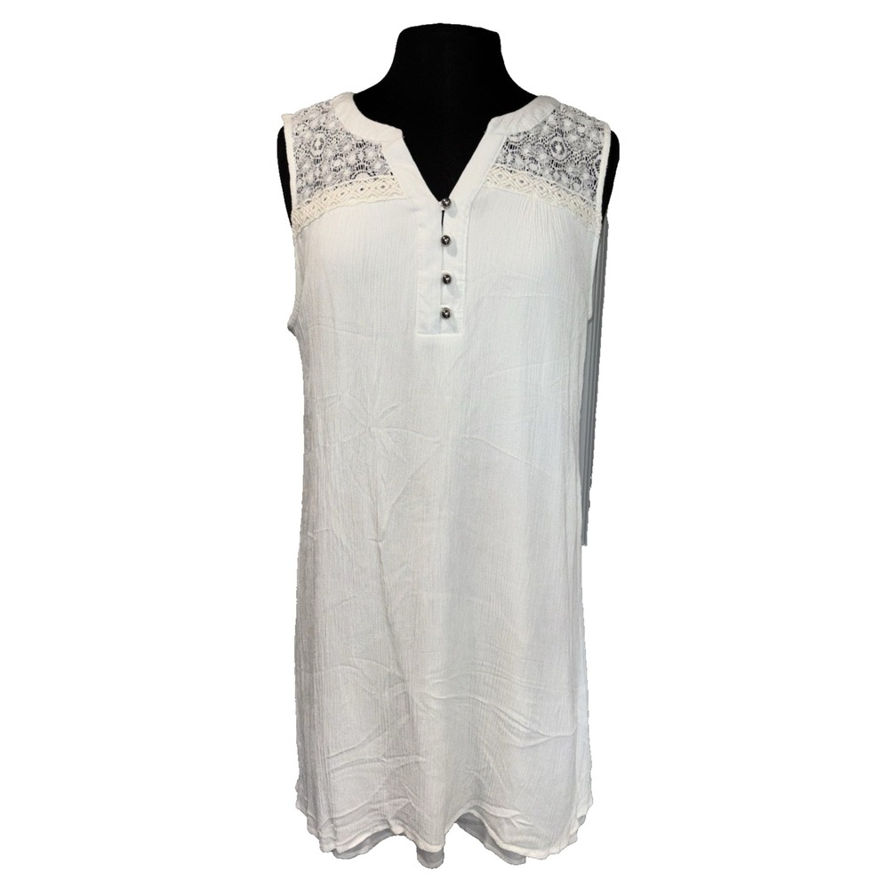 Naif Boho Hippie Shift Dress Women's Size PXL Ivory Gauzy Festival Coachella